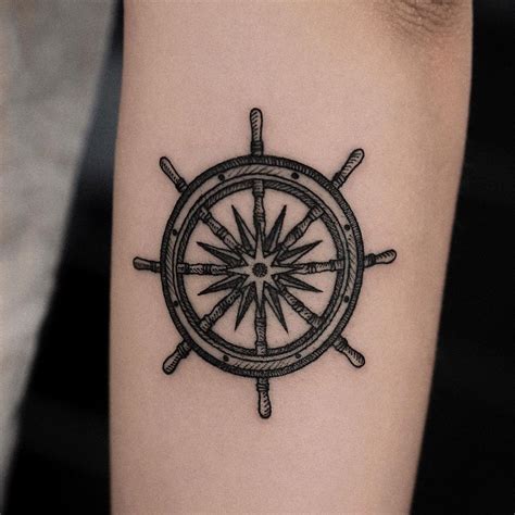 ship tattoo design|traditional ship wheel tattoo.